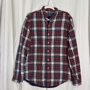 Ralph Lauren Polo Custom Fit Mens Large Button Down Plaid Shirt Lined READ